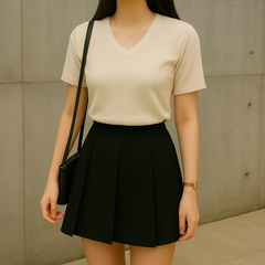 【美シルエット✨】GU＊ミニスカ風キュロット／黒／ボックスプリーツ／ショートパンツ／上品×カジュアル×シンプル／Mサイズ✨