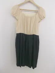 ◇ LAISSE PASSE レッセパッセ オフショル バイカラー 半袖 ミニ ワンピース サイズ38 ベージュ系 ブラック レディース P  【中古】 【1209060007410】