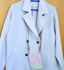 ⭐大特価⭐新品、未使用 スマホショルダー ピンク系マルチカラーアクリル毛糸