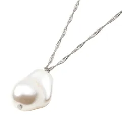 【シルバー×ワンサイズ】[Cream dot. クリームドット公式] ネックレス レディース  ロング 金属アレルギー ニッケルフリー スクリューチェーン バロックパール風 変形 歪 大人 上品 エレガント きれいめ シンプル 