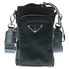 PRADA (プラダ) Re-Nylon スマホケース ショルダーバッグ ミニバッグ ブラック ナイロン シルバー金具 2ZH155