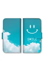Galaxy S10+ plus SC-04L SCV42 ケース 手帳型 ギャラクシーS10プラス スマホケース 携帯ケース 空 青空 スマイル ニコちゃん 雲 水色 青色 おしゃれ かわいい 可愛い カラー06のサムネイル