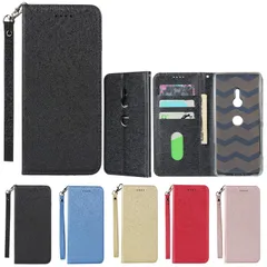 PU皮革 明るい色 ストラップ付き 手帳型 Case 内蔵マグネット ケース ケース so01l 携帯カバー xz3 xperia for カードポケット for 801SO SOV39 スタンド機能 SO-01L XZ3 Xperia ブラック Sony ソ