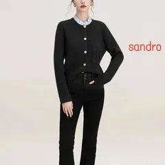 取り外し可能な襟のニットジャケット、長袖のトップス san'd'roな襟のニットジャケット、長袖のトップス sandroのサムネイル