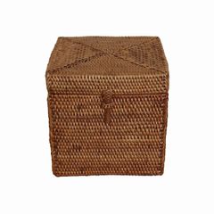 アタの収納ボックス 13X13X13 スクエア 小物入れ 収納ケース 蓋つき収納 四角 アジアン雑貨 バリ雑貨 籐 藤 アタボックス 箱 120372