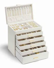 【人気商品】ケース(アイボリー) 収納 腕時計 イヤリング 指輪 ネックレス ピアス 小物入れ 引出し 6段式 ジュエリーボックス 大容量 Vlando
