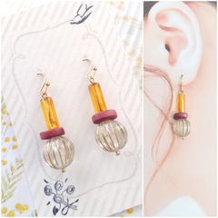 E398 ハンドメイド カラフル ビーズ ピアス