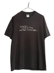 【お得なクーポン配布中!】 00s ジョーク メッセージ プリント 半袖 Tシャツ メンズ L 古着 00年代 オールド プリントT ヘビーウェイト 黒 クルーネック ブラック 黒T