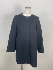 NATURAL BEAUTY BASIC ウールアンゴラ ノーカラーコート M 黒　20250909-0002