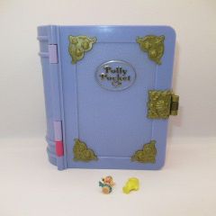 90's 1994 Polly Pocket Sparkling Mermaid Adventure picture book, purple light-up miniature play toys, figures, dolls, plush toys