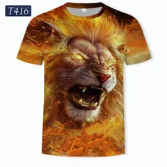 新品 ペアルック アニマル 半袖Tシャツ おもしろTシャツ 3D お揃いペア プリント Tシャツ おもしろ ライオン タイガー ヒョウ 男女兼用 kkkxhs