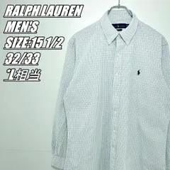 【US古着】RALPH LAUREN　ラルフローレン　チェック柄長袖シャツ　メンズ　サイズ表記15 1/2 32/33　L相当　ホワイト×グリーン×ブラック