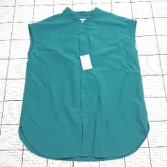 ◇ Θ 美品 アデイインザライフ シンプル系 ノースリーブ パール付きシャツ サイズF グリーン系 レディース E  【1508060016829】