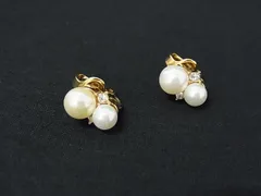 NINA RICCI ニナリッチ パール ラインストーン クリップ式 イヤリング アクセサリー レディース ゴールド系×シルバー系 DI5620