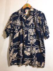 【12/6出品停止】【美品】ハワイアンシャツ アロハシャツ ネイビー L