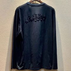 ★お盆期間限定価格★  ルイヴィトン LOUISVUITTON モノグラムフラワー ロゴ フロッキー ロングTシャツ 長袖 黒 ブラック [L] メンズ RM121M I713/T23