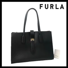 【FURLA】トートバッグ レザー ブラック/黒 ゴールド金具 ターンロック ビジネスバッグ フルラ (SER-4912)