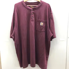 Carhart カーハート 半袖 Tシャツ ORIGINAL FIT ヘンリーネック ポケットTシャツ ワンポイントロゴ メンズ ワインレッド