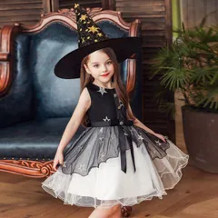 クリスマス キッズ ハロウィン 魔女 子供 衣装 帽子つき 2点セット 巫女 悪魔 天使 こども 吸血鬼 コスチューム ドレス コスプレ 女の子ドレス ワンピース こすぷれ 仮装 変装 パーティー 8mYi298