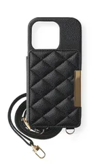 iPhone アイフォン ケース ショルダー キルティング iPhone16 iPhoneSE iPhone15 iPhone14 アイフォン16 アイフォンSE アイフォン15 カバー おしゃれ 可愛い 3. アイボリーブラック ブラック 黒