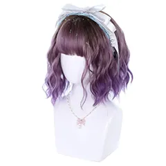 【新着商品】日常 仮装 ハロウィン かつら パーティー 小顔 お姫 ゆめかわいい 森ガール ゴシック wig 耐熱 カツラ コスプレ ゴスロリ GAL系 原宿風 (パープル) カールヘア 紫 巻き髪 ボブ ロリータ ウィッグ