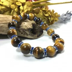 パワーストーン　ブレスレット　タイガーアイ　12mm 天然石ブレス （ブルー）メンズ・レディース　男性・女性　数珠ブレス　開運  [1]