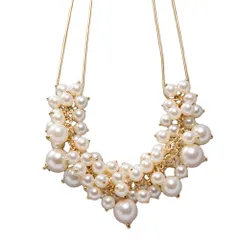 【ゴールド×ワンサイズ】[Cream dot. クリームドット公式] ネックレス レディース ショート チェーン パール ミックス2連 存在感 ボリューム 結婚式 二次会 お呼ばれ 大人