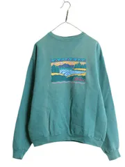 【お得なクーポン配布中!】 90s USA製 エルエルビーン アート イラスト プリント スウェット キッズ XXL メンズ L 程/ オールド LLBEAN トレーナー ヘビーウェイト 緑