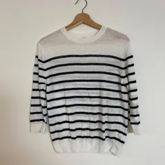 M0053 【送料無料】　無印良品　クルーネックニット　ボーダー　レディース　L  春秋