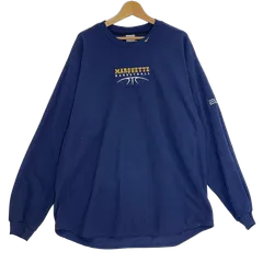 00's/00年代 NIKE/ナイキ MARQUE TTE DASKETBALL フリース チーム カレッジ スウェット トレーナー フロント袖刺繍 オーバーサイズ ビッグシルエット TAIWAN製 メンズ XL ネイビー