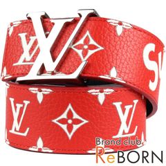 LOUIS VUITTON/ルイ ヴィトン　Supreme/シュプリーム サンチュール LVイニシャル 40MM（メンズベルト）　カーフレザー　レッド　MP015T　サイズ：95【良品】