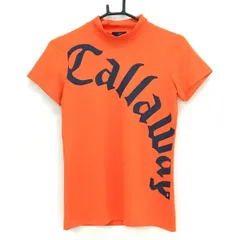 ★特価★【超美品】キャロウェイ 半袖ハイネックシャツ オレンジ×グレー ビッグロゴ ロゴ擦れ少 レディース S ゴルフウェア 2023年モデル Callaway