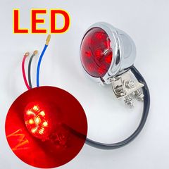 ワイケーショップ メッキ☆バイク ラウンド☆テールランプ LED 12V SR チョッパー ボバー スクランブラー ハーレー　ykshopb