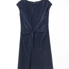 UNTITLED ノースリーブワンピース ウエストリボン M ネイビー