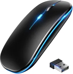 【数量限定】軽量 薄型 USB 充電式 小型 7色LEDランプ ワイヤレスマウス 高感度 3段階DPI切替 両利き 無線 パソコン コンパクト 2.4GHz bluetooth bluetooth mac ipad macbook 【超薄モデル・極静音】 wi