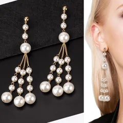 パール ピアス ぶら下がり 大ぶり 揺れる 結婚式 パーティー レディース アクセサリー(メール便送料無料)