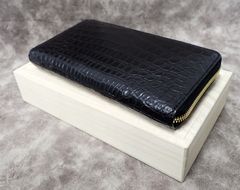 【未使用】高級クロコダイル財布 ブラック ヘンローン社製 28万円相当 プレゼントにも◎ 木箱付き
