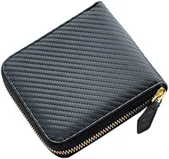 《期間限定SALE》《送料無料＆税込価格》《新品未使用》《数量限定》《特別価格》Merge -マージ-！撥水性の高い！特注素材！カーボン加工！牛革！シングルラウンドファスナー式！男女兼用！ビルフォードモデル！ショートウォレット　MG-1974　ブラック