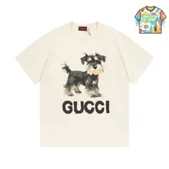 【今日WTO】グッチ 雪納瑞可愛い子犬デジタル直噴無感プリント 280 グラムダブルヤーン半袖 T シャツ-RU28