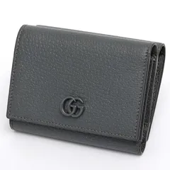 グッチ / GUCCI　GGマーモント 三つ折り財布 / コンパクトウォレット　 722732　レザー　グレー  【中古】 商品番号 S-157686