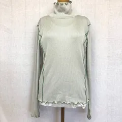 ビューティ&ユース メローステッチタートルネックカットソー リブトップス ライム