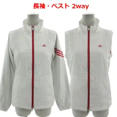アディダス adidas テーラーメイド TaylorMade ジャケット JD2013 ウインドブレーカー スタンドカラー 長袖 ベスト 2way ロゴ刺繍 3本ライン ダブルジップ ホワイト 白 ピンク系 M