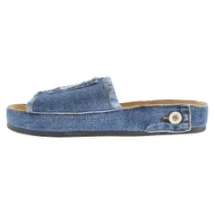 LOEWE (ロエベ) Anagram Denim Sandals 862212 アナグラム刺繍 デニムサンダル ブルー オープントゥのサムネイル