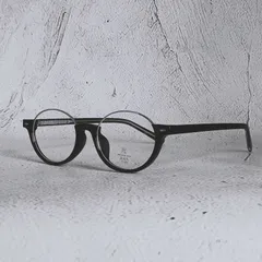 【Mentoro】伊達メガネ ラウンド　アンダーリム　 ブラック × メタルブリッジ 黒縁 丸メガネ レトロ クラシック ビジネス 知的 ブルーライト UV400対応 近視レンズ交換可【DM9171BLK】