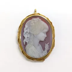 ✤作家ものシェルカメオブローチ&ペンダント✤18金✤2way✤凛として✤ ✤作家ものシェルカメオブローチ&ペンダント✤18金✤2way✤凛として