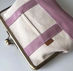 【Ａ6サイズ】がま口【母子手帳ケース】マルチケースくすみピンク【トートバッグ風】