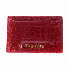 ミュウミュウ miumiu カードケース パスケース 名刺入れ クロコ型押し レザー 赤 レッド /BM ■OHのサムネイル