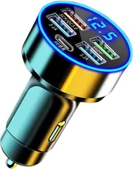 HTharros シガーソケット 急速充電器 PD 20W QC3.0 USB 5ポート 車載 スマホ充電 iPhone Android(ブラック・5ポート)