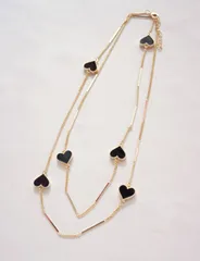 ハート・黒・ロングネックレス・OL