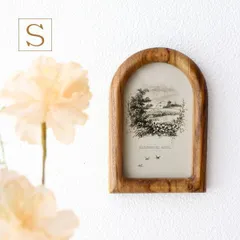 フォトフレーム 壁掛け 木製 おしゃれ 木 チーク材 ウッド 無垢 天然木 ナチュラル アンティーク 可愛い かわいい チークアーチフォトフレーム S